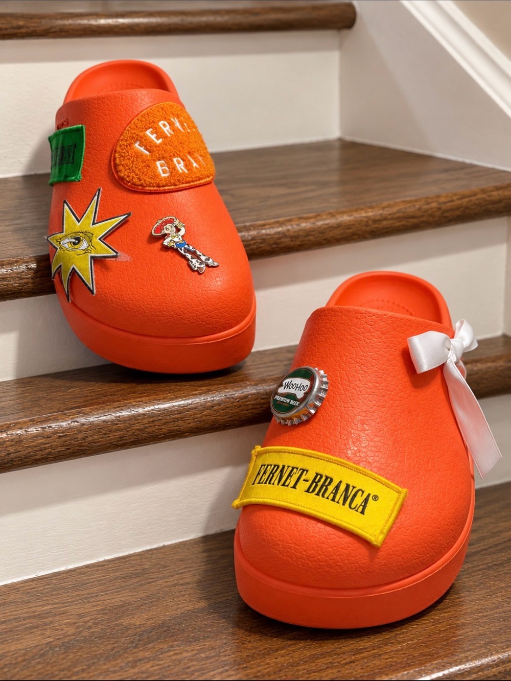 CROCS Kids Orange Decorative Patch Slip-Ons